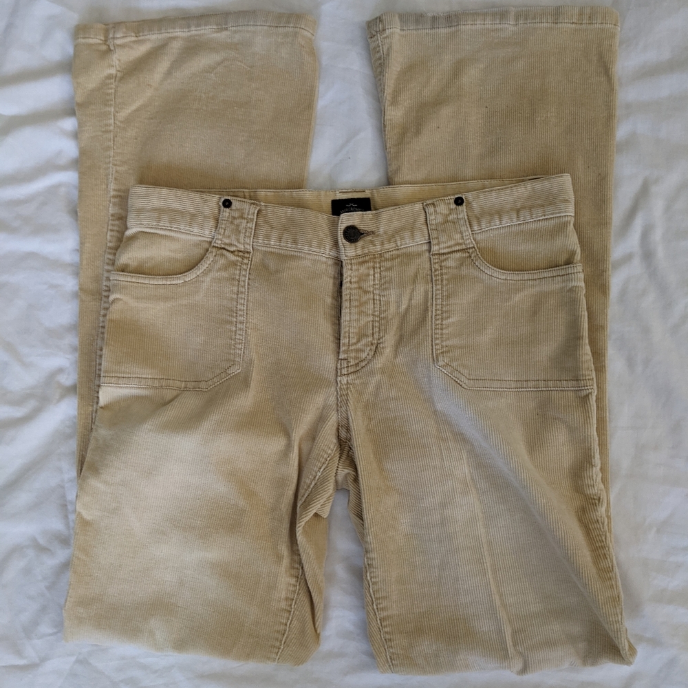 Abercrombie & Fitch yellow corduroy flare pants
